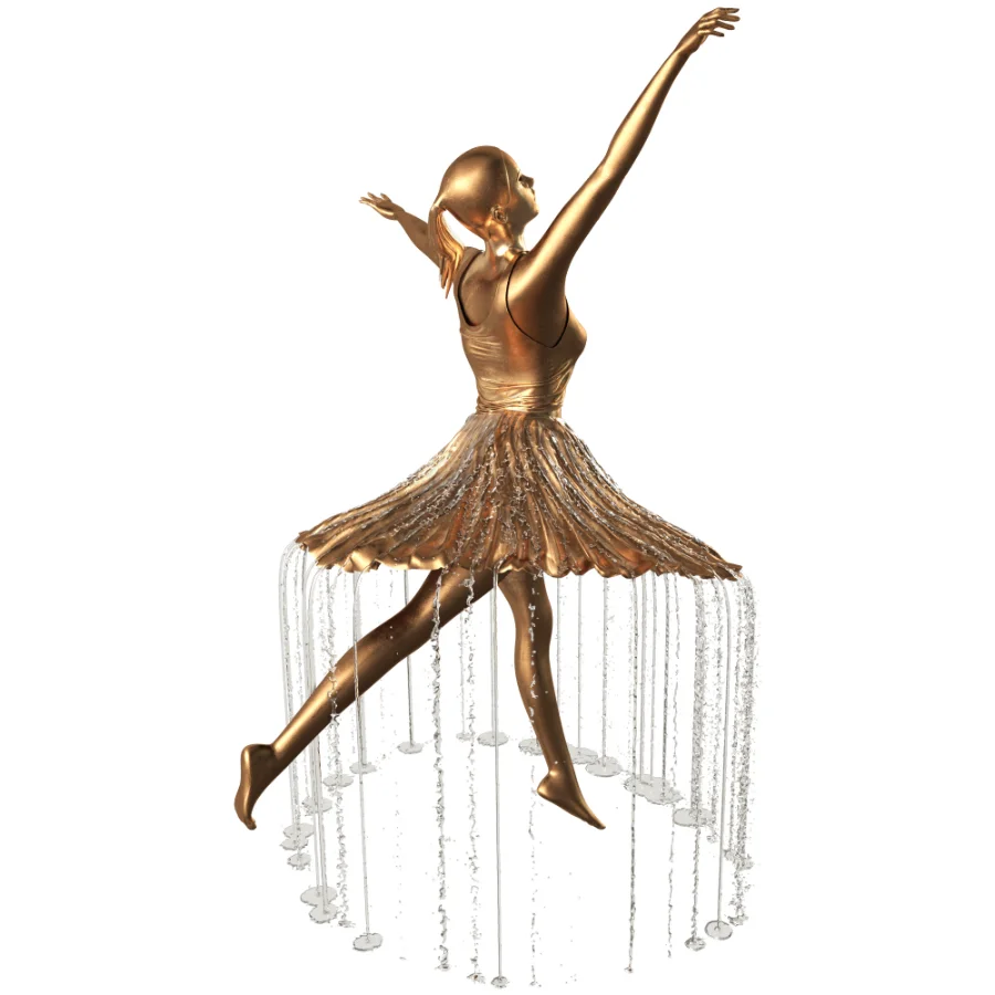 Golden Bronze Ballerina Water Fountain - Image 4