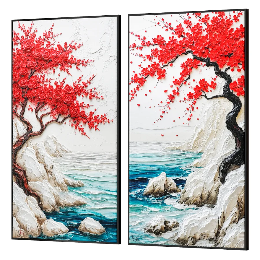 Premium Coastal Blossom Wall Art Set - Image 2