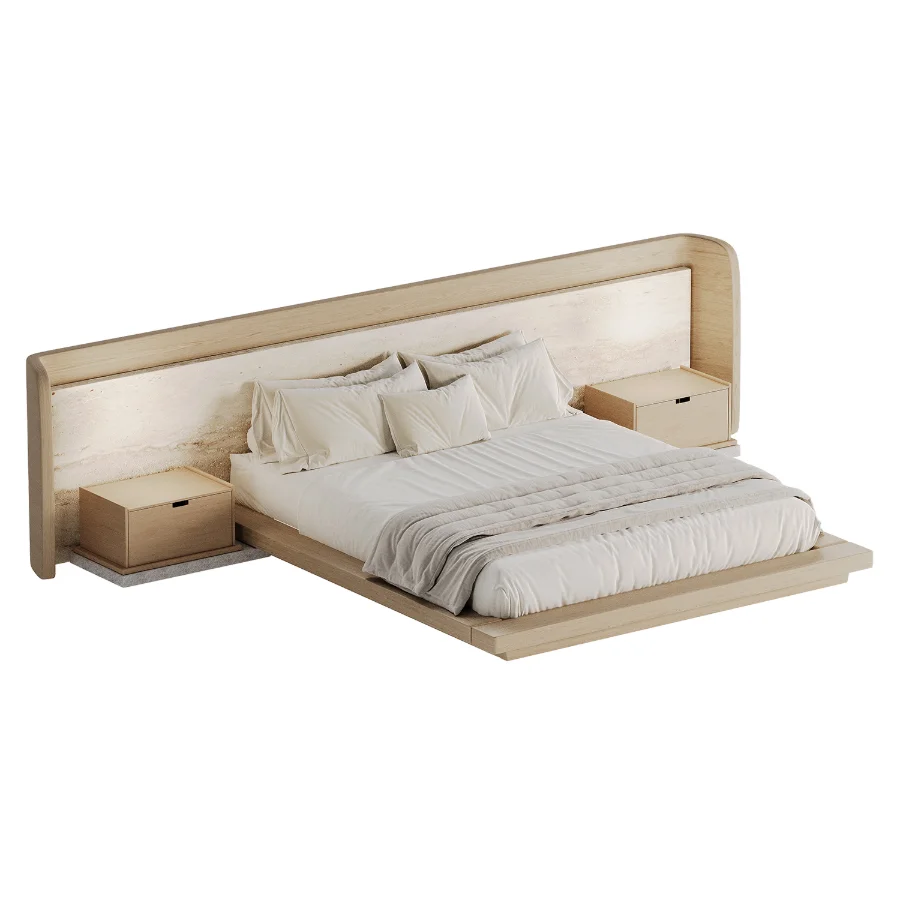 Japandi Modern Double Bed 02 - Image 2