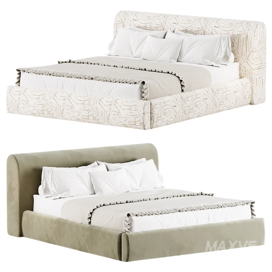 Riviera Isabelline White Fabric Queen Bed - Image 2