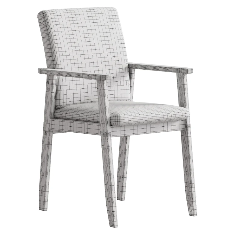 Modern Arm Chair with Upholstered Seat and Wood Arms - Image 7