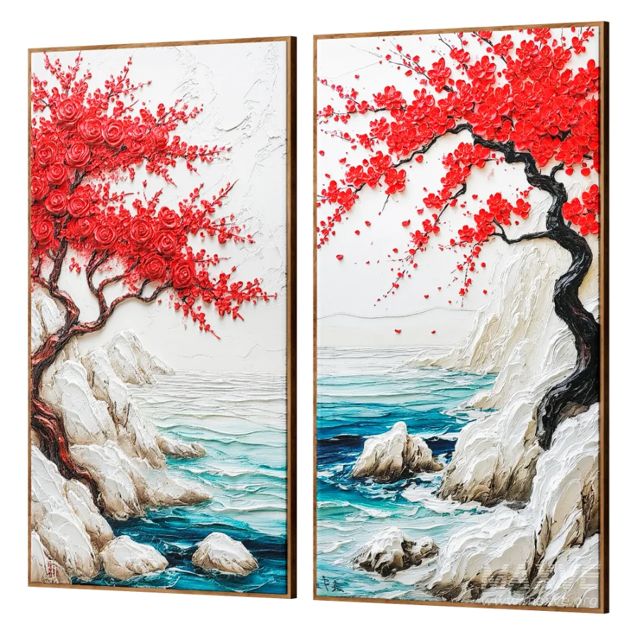 Premium Coastal Blossom Wall Art Set - Image 4