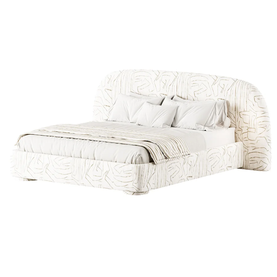 Estelle Velvet Mustard Velveteen Fabric Queen Bed - Image 2