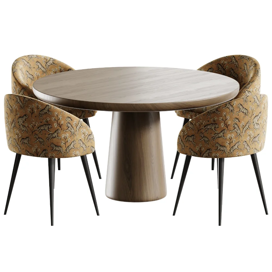 Boucle chair grey and Dining table Makoto - Image 1