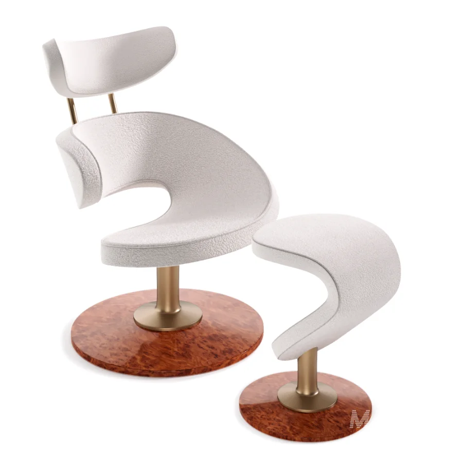 Futuristic-Curved-Leather-Armchair - Image 2