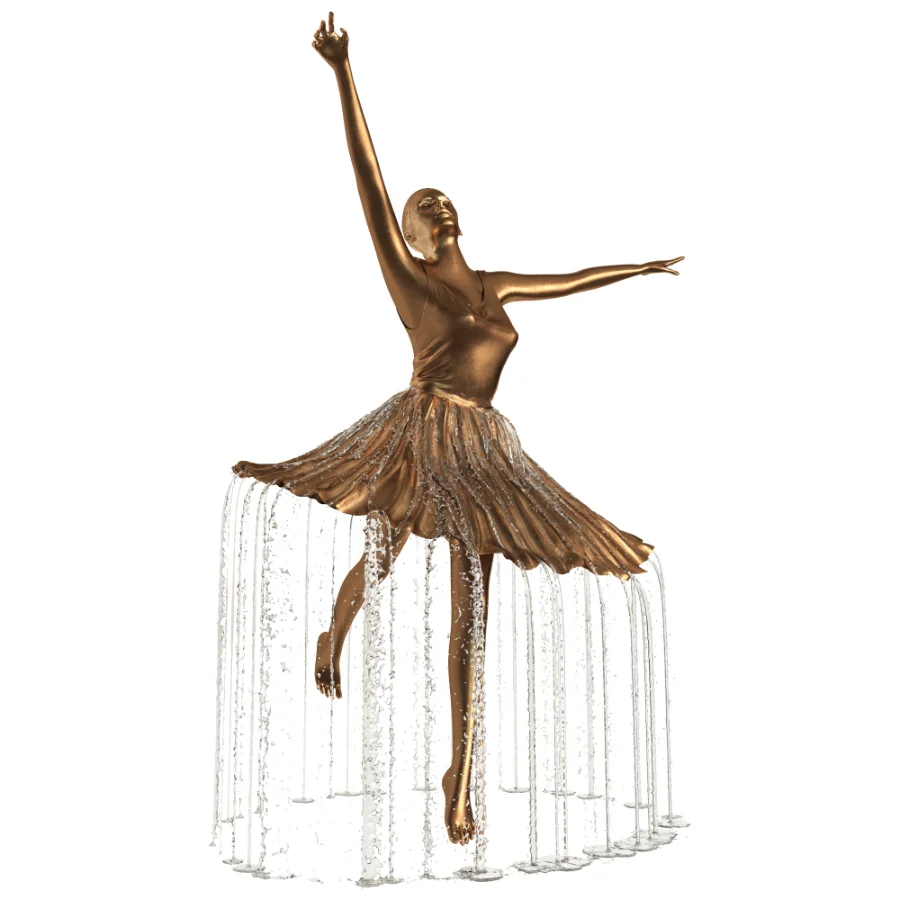 Golden Bronze Ballerina Water Fountain - Image 2