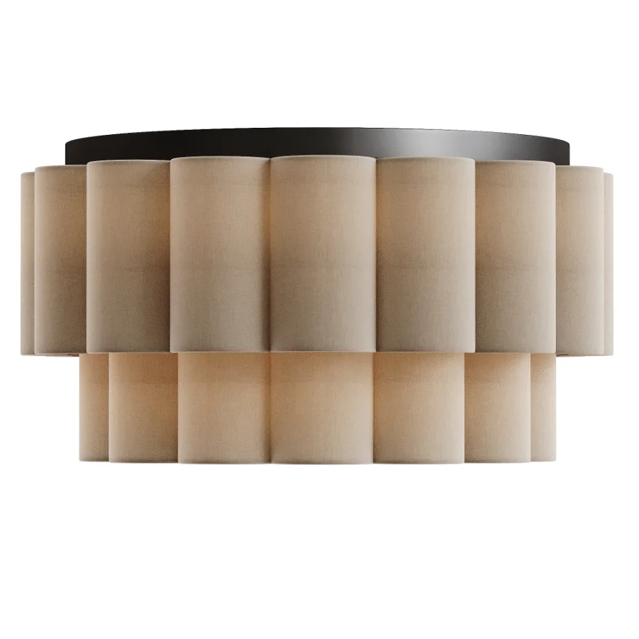 Folia scalloped natural linen flush pendant - Image 4