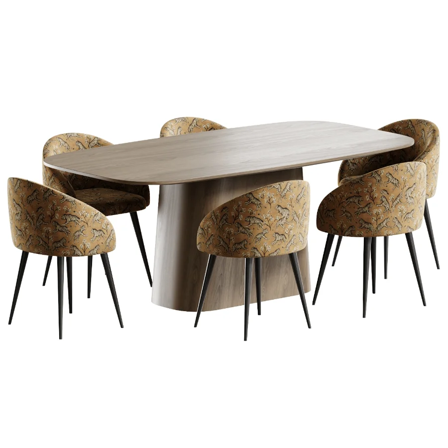 Boucle chair grey and Kitchen table - Image 2