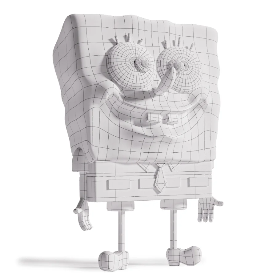 Stylized Yellow Square Cartoon Character – Game Ready 3D Model - Image 4