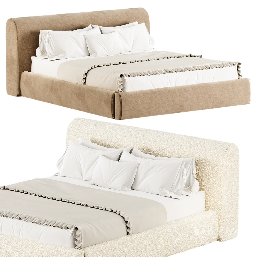 Riviera Isabelline White Fabric Queen Bed - Image 3