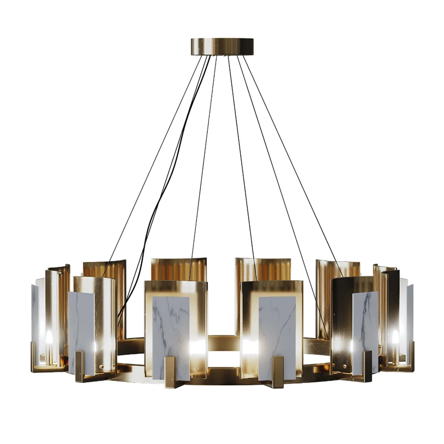 Carrara Marble Round 12 Light Chandelier - Image 5