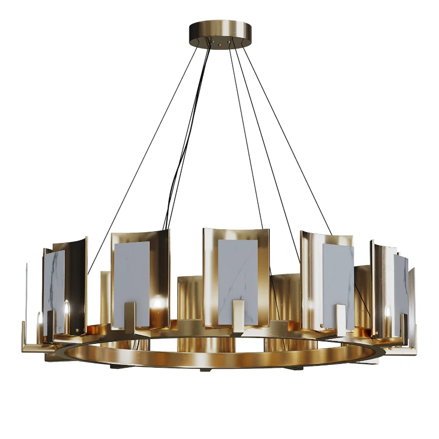 Carrara Marble Round 12 Light Chandelier - Image 1