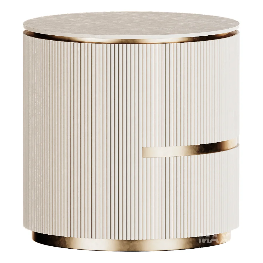 Archie Cream Wooden Oval Bedside Table - Image 3