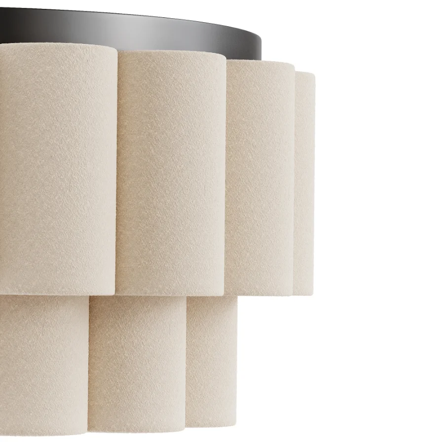 Folia scalloped natural linen flush pendant - Image 5