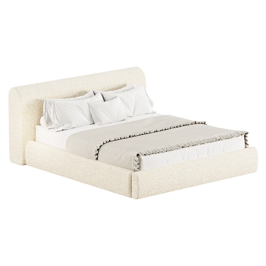 Riviera Isabelline White Fabric Queen Bed - Image 1