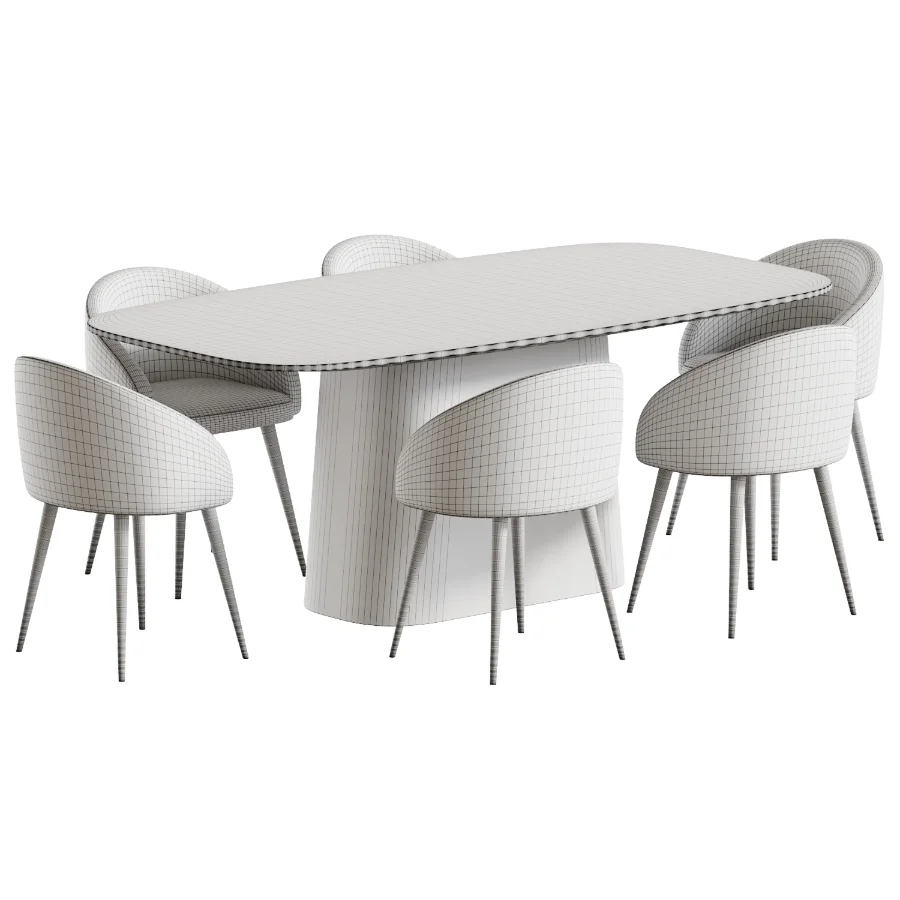 Boucle chair grey and Kitchen table - Image 4