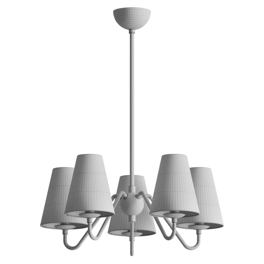 Swedish Designer Chandelier Brass Fabric Sweden 1950s - Image 3