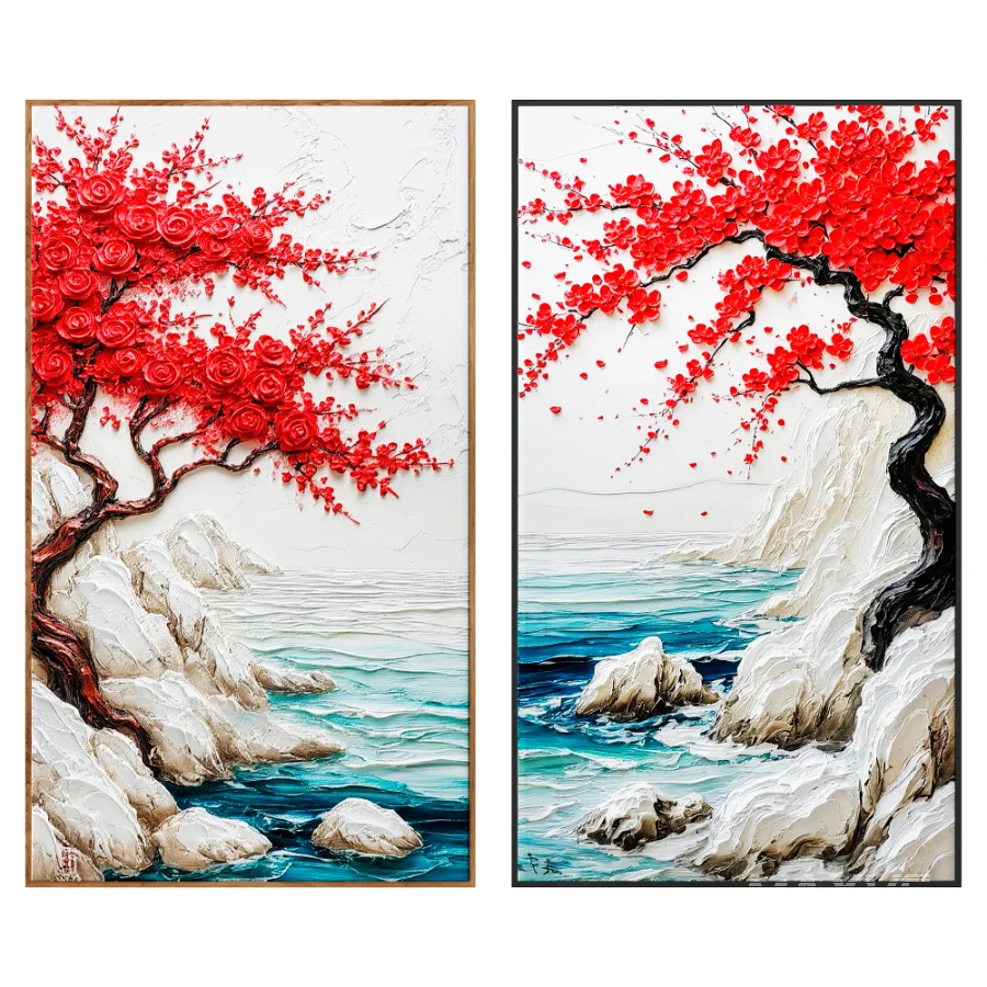 Premium Coastal Blossom Wall Art Set - Image 1