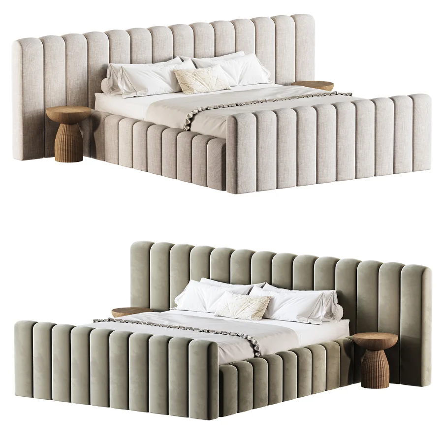 Amma Brown Velvet King Bed - Image 2
