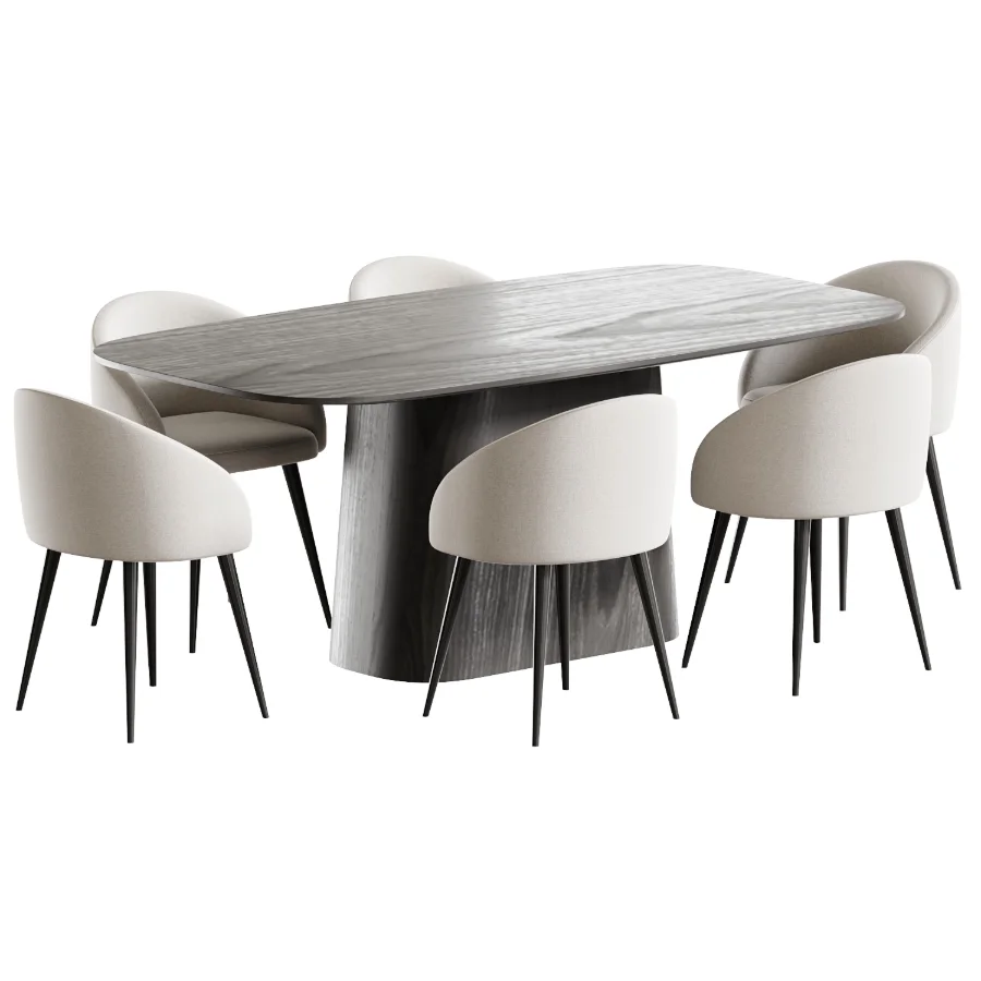 Boucle chair grey and Kitchen table - Image 6