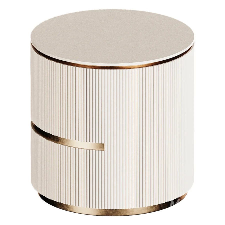 Archie Cream Wooden Oval Bedside Table - Image 1