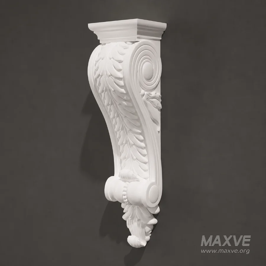 ntal details. Perfect for traditional, neoclassical, baroque, and luxury interior or exterior architectural visualization projects. Ideal for use as a decorative wall bracket, shelf support, cornice accent, or façade ornament. Clean geometry with crisp details, suitable for close-up renders and architectural production workflows. - Image 1