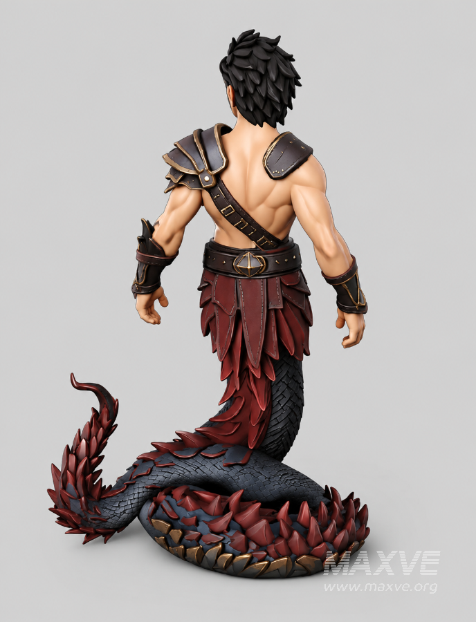 Fantasy Half-Man Half-Dragon Warrior 3D Character Model - Image 5