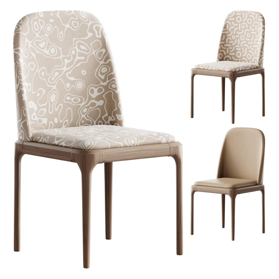 Leather Scandinavian Restaurant Side Chair - Image 1