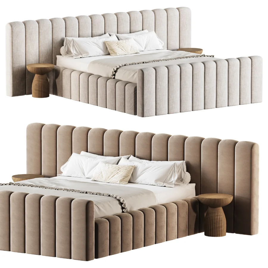 Amma Brown Velvet King Bed - Image 3