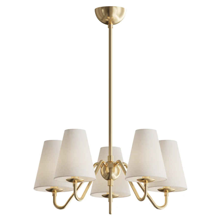 Swedish Designer Chandelier Brass Fabric Sweden 1950s - Image 1