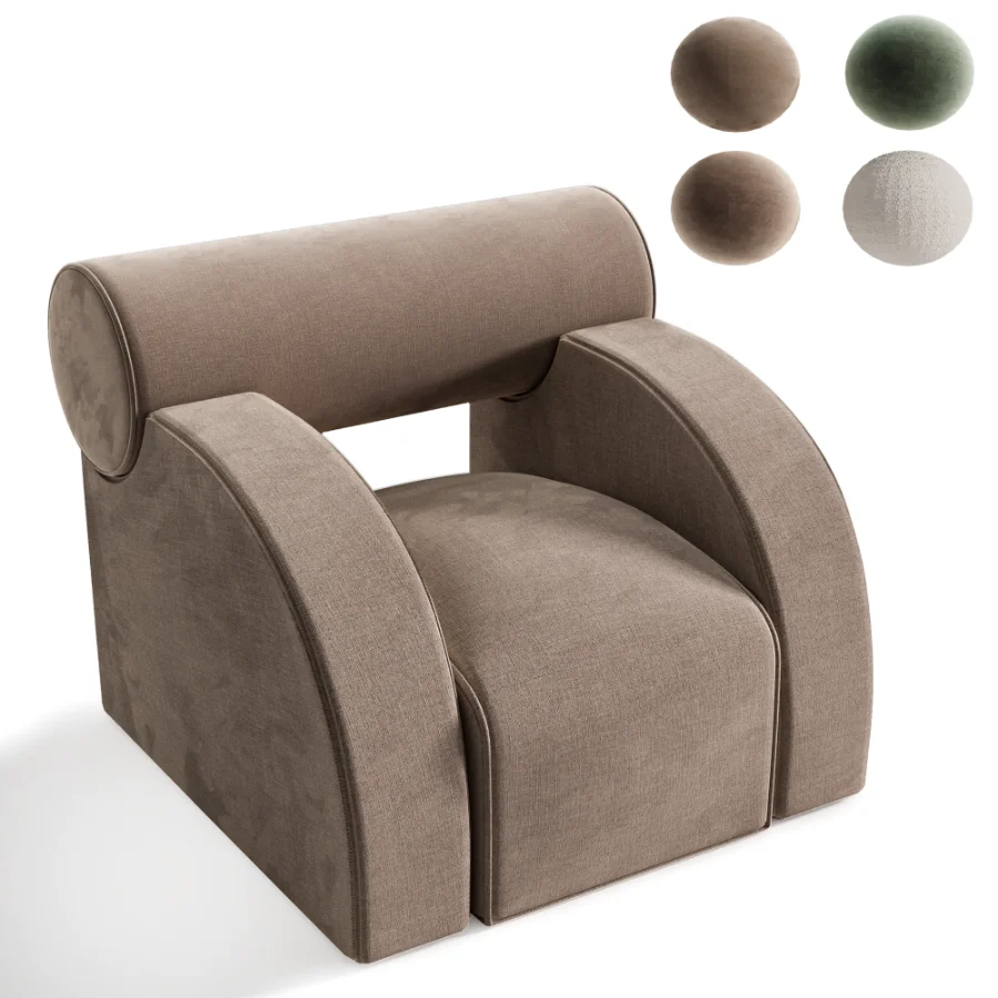 Modern Curved Upholstered Lounge Armchair - Image 5