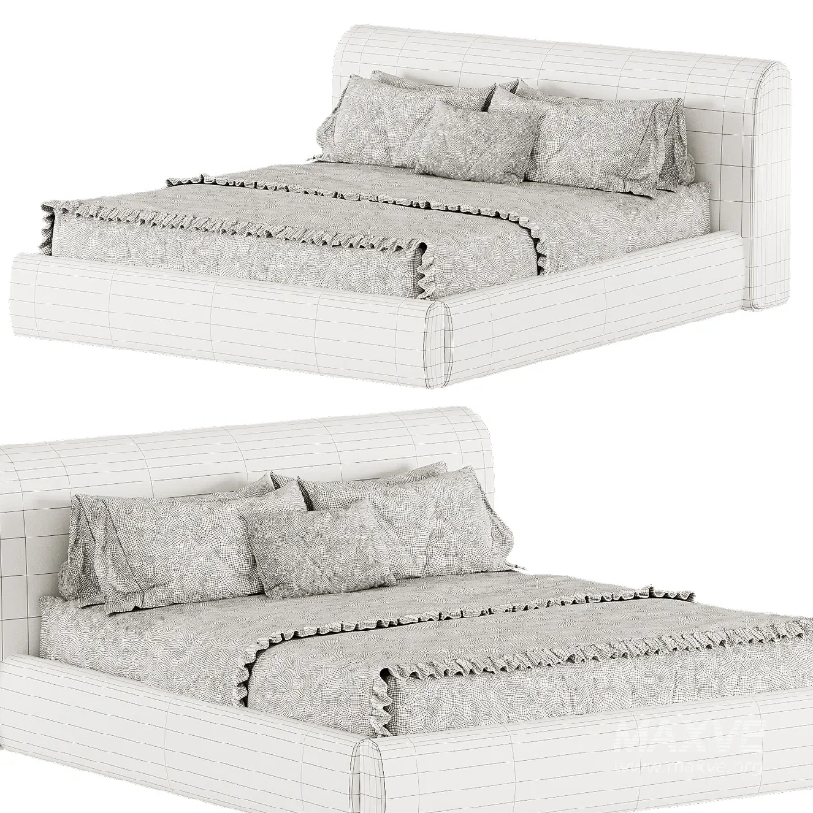Riviera Isabelline White Fabric Queen Bed - Image 4