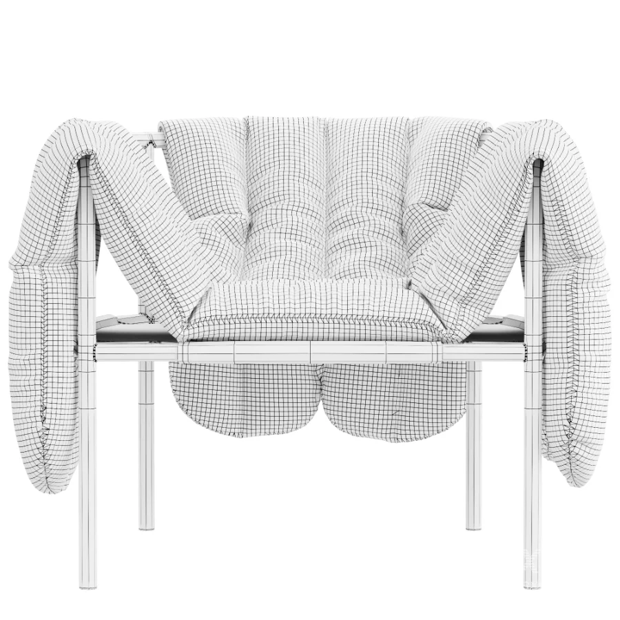 Puffy_lounge_chair_natural_black_grey_steel - Image 1