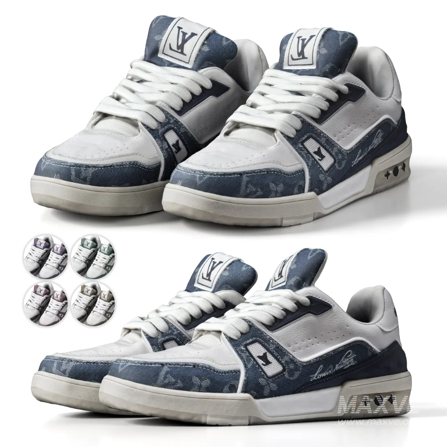 Minimal Sneakers with Denim Design - Image 1