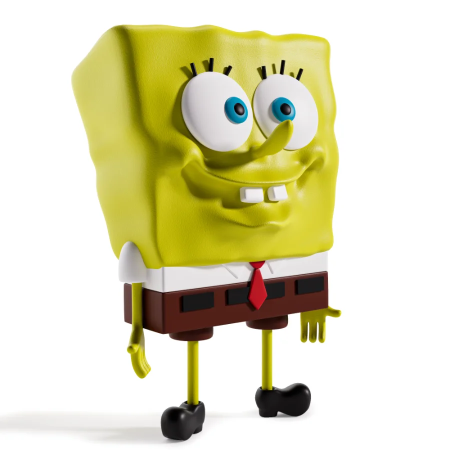Stylized Yellow Square Cartoon Character – Game Ready 3D Model - Image 1