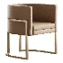 Parsons Arm Chair Leather Indoor Dining Chair with Gold Frame - Thumbnail 3
