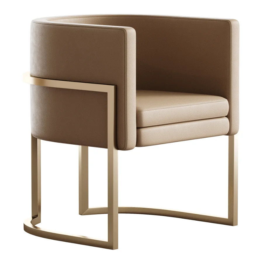 Parsons Arm Chair Leather Indoor Dining Chair with Gold Frame - Image 3
