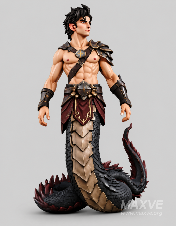 Fantasy Half-Man Half-Dragon Warrior 3D Character Model - Image 2