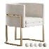 Parsons Arm Chair Leather Indoor Dining Chair with Gold Frame - Thumbnail 1