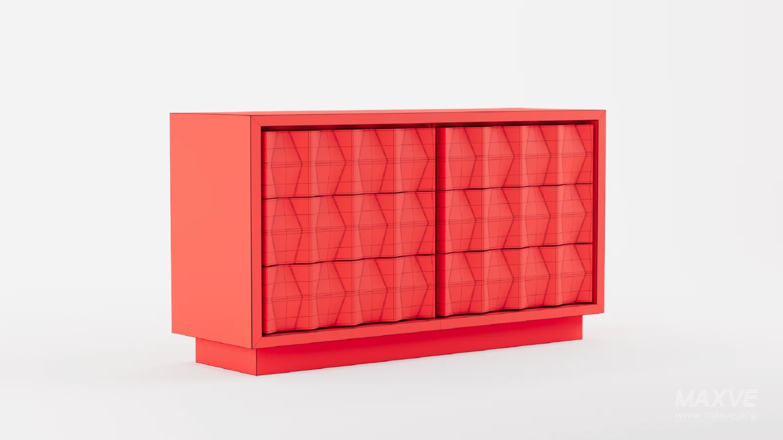 Carved Pattern Wide Dresser - Image 4