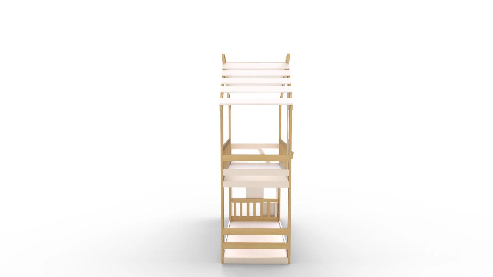 Twin Bunk Bed White, House Bed,Storage And Guard Rail - Image 5