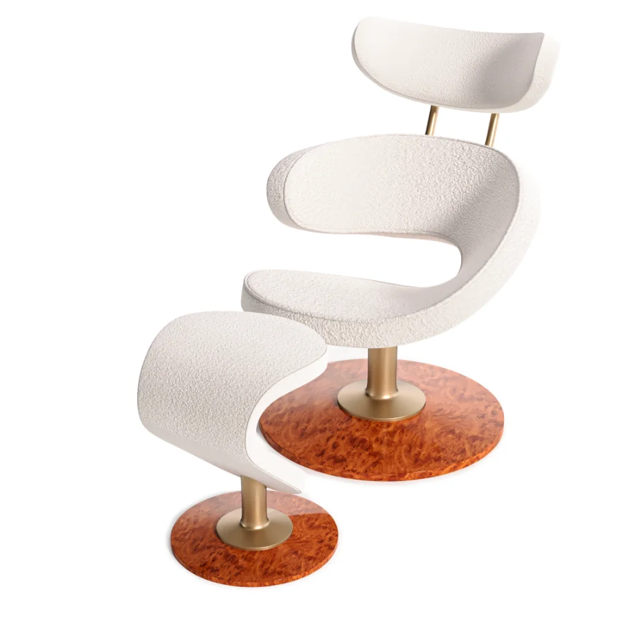 Futuristic-Curved-Leather-Armchair - Image 1