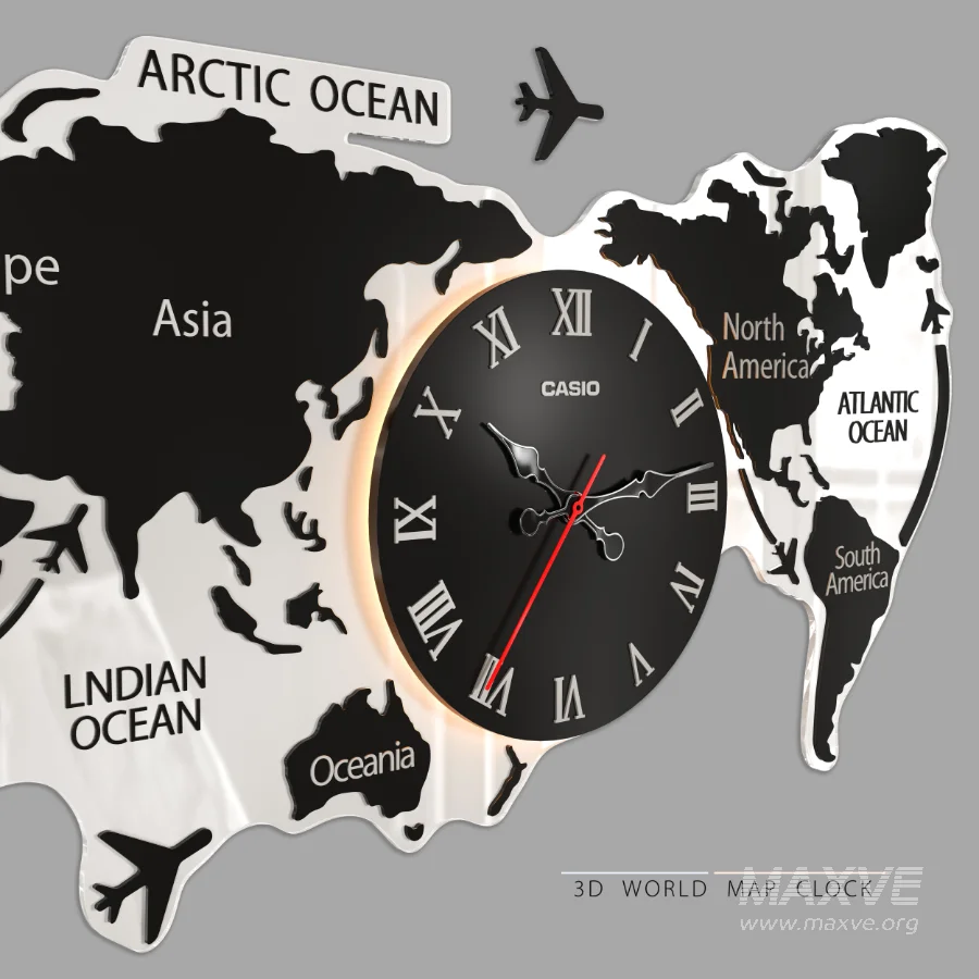 3D WORLD MAP CLOCK - Image 3