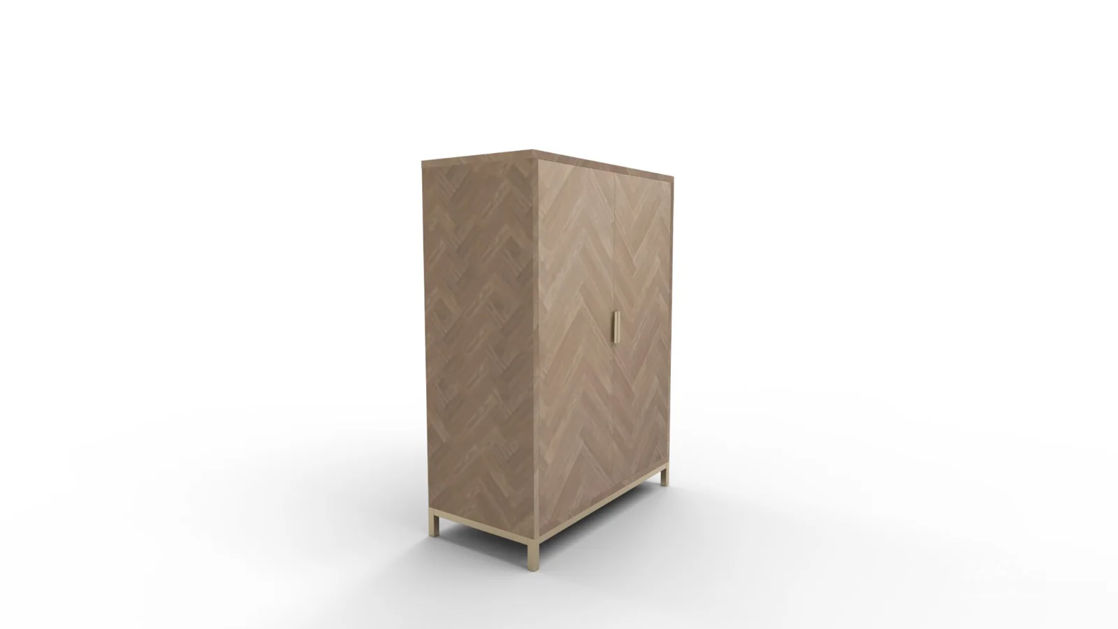 Herringbone Wood Accent Storage Cabinet With 2 Doors - Image 2