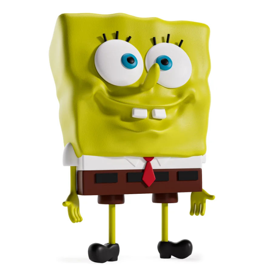 Stylized Yellow Square Cartoon Character – Game Ready 3D Model - Image 3