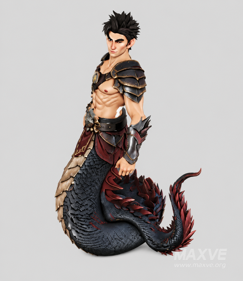 Fantasy Half-Man Half-Dragon Warrior 3D Character Model - Image 7