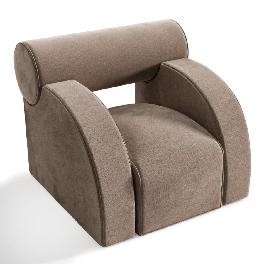 Modern Curved Upholstered Lounge Armchair - Image 3