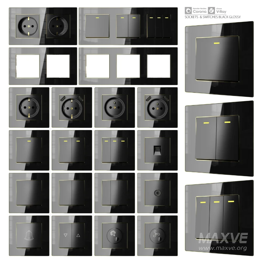 Sockets and Switches Black Glossy - Image 1