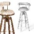 DYLAN Bar Chair With Wood And Golden Steel Body - Thumbnail 4