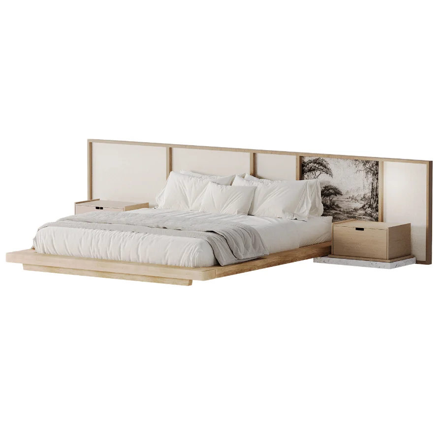 Japandi Double Bed 01 - Image 1